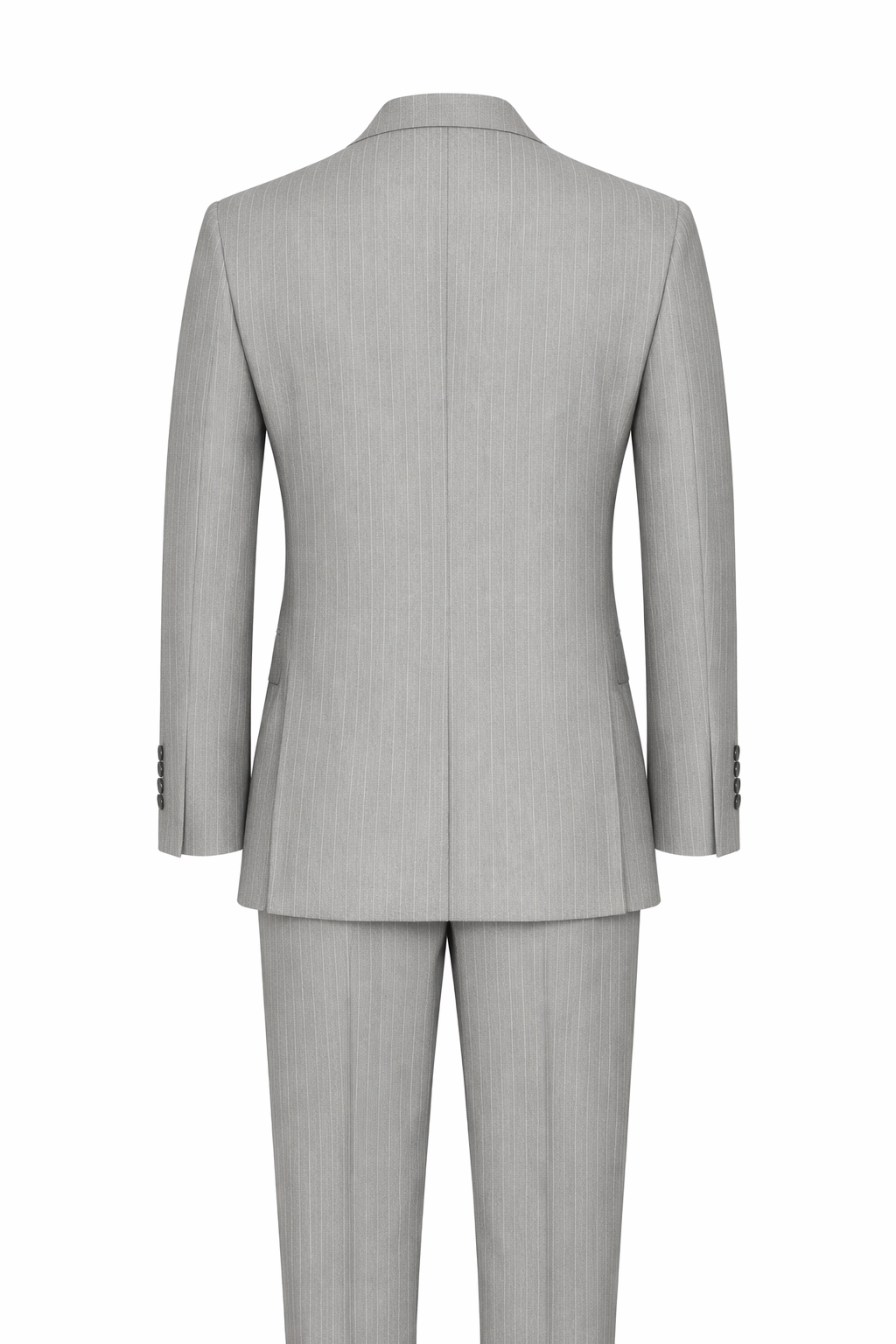 Light Grey Pinstripe Double-Breasted Terry Wool Suit