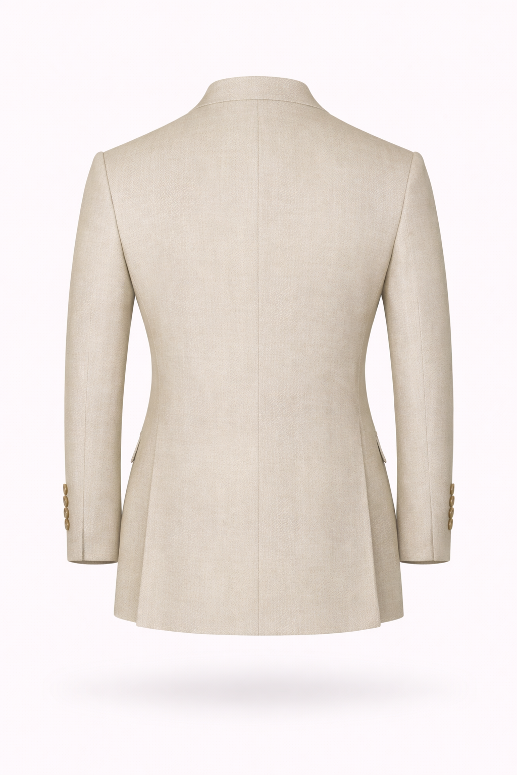 Beige Double-Breasted Terry Wool Blazer