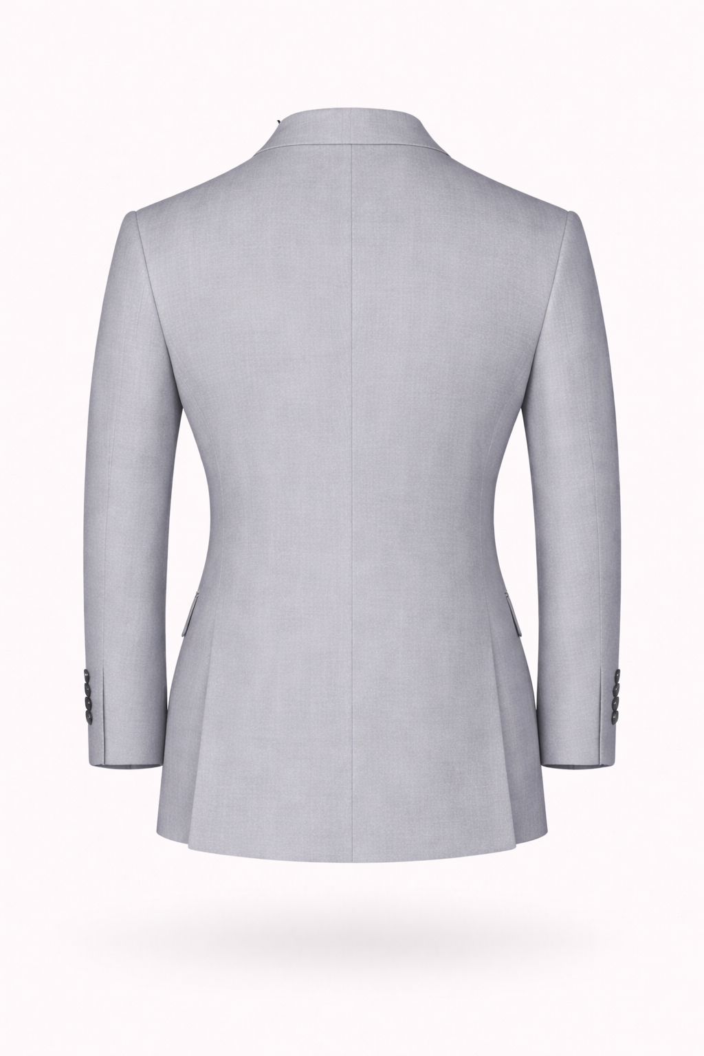 Light Grey Navy Double-Breasted Terry Wool Blazer
