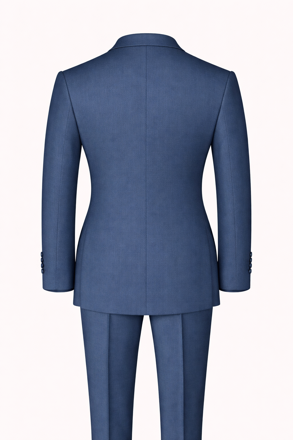 Classic Blue Double-Breasted Terry Wool Suit