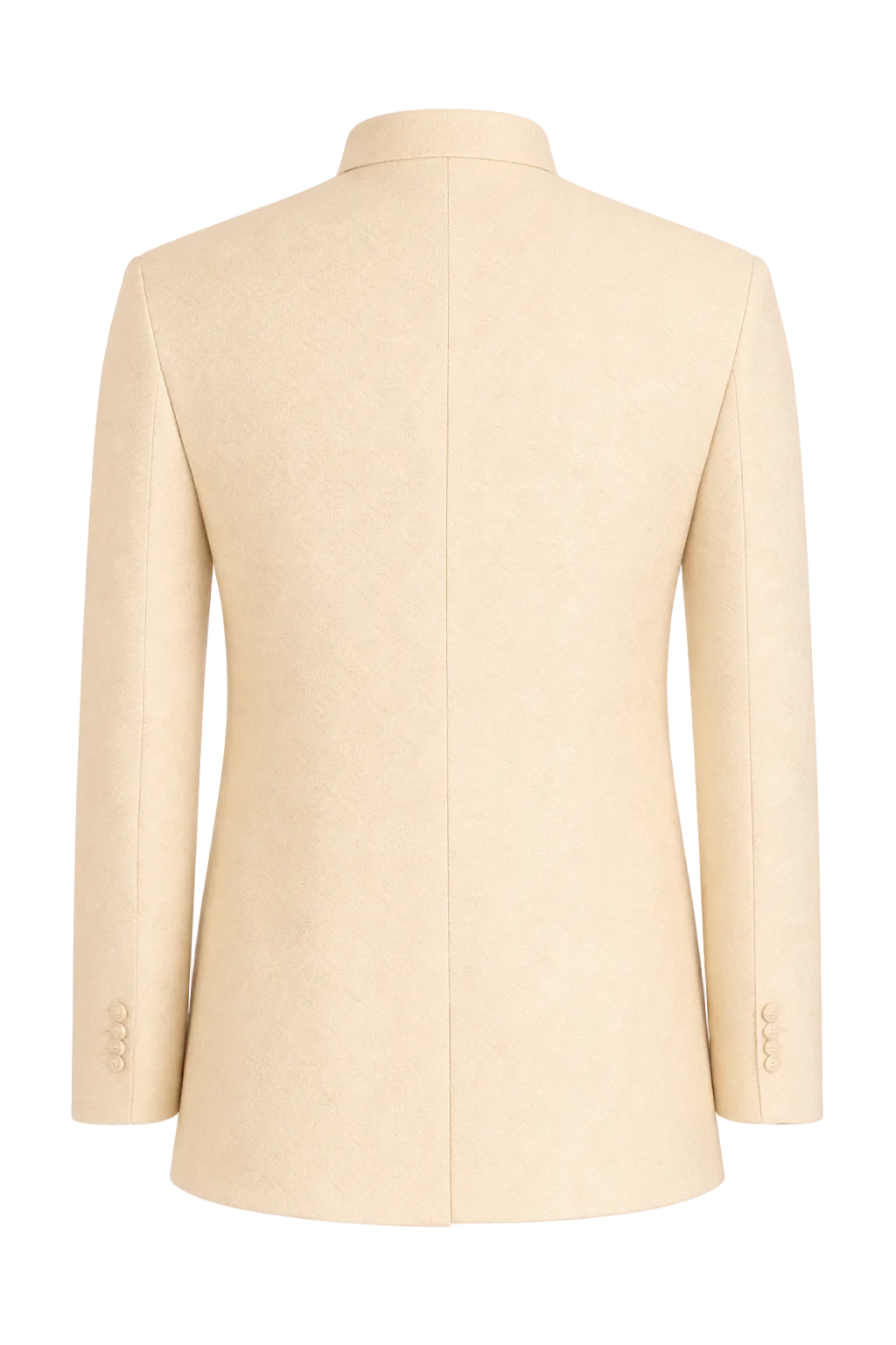 Cream Jacquard Textured Bandhgala Coat