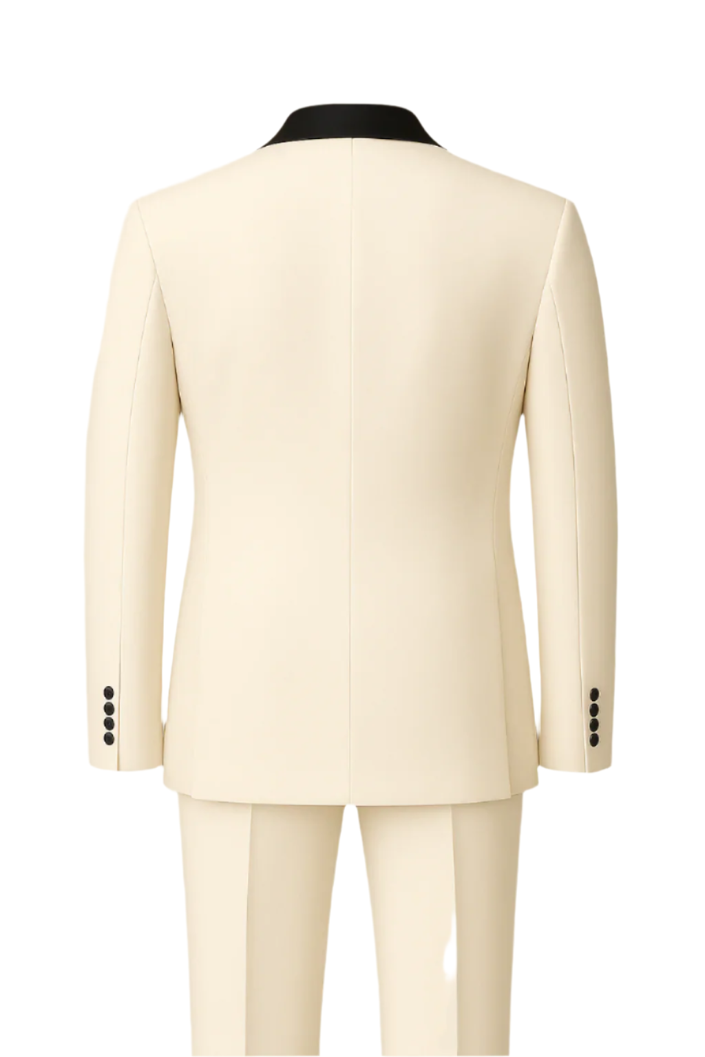White Tuxedo with Black Satin Shawl Lapel – Armani Fabric