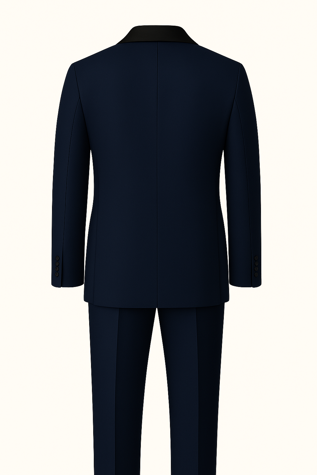 Midnight Navy Single-Breasted Tuxedo with Satin Lapel