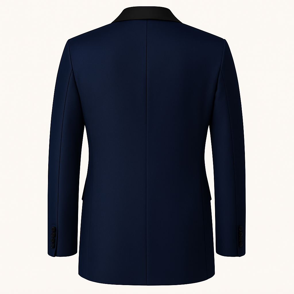 Midnight Navy Single-Breasted Tuxedo with Satin Lapel
