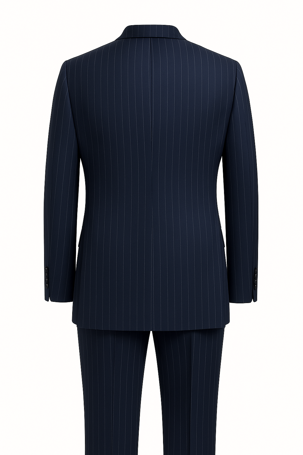 Double-Breasted Navy Pinstripe Suit in South Australian Merino Wool
