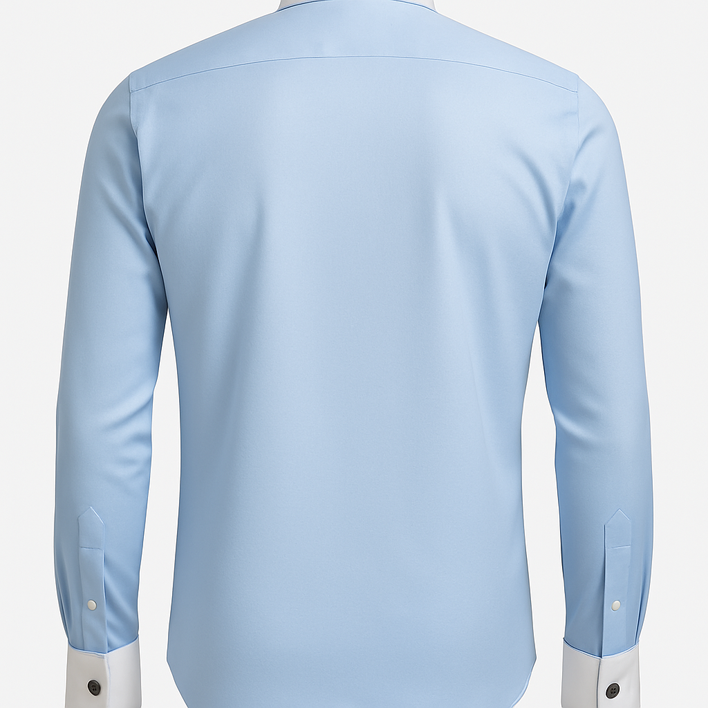 Sky Blue Contrast Collar Shirt – Double Cuff