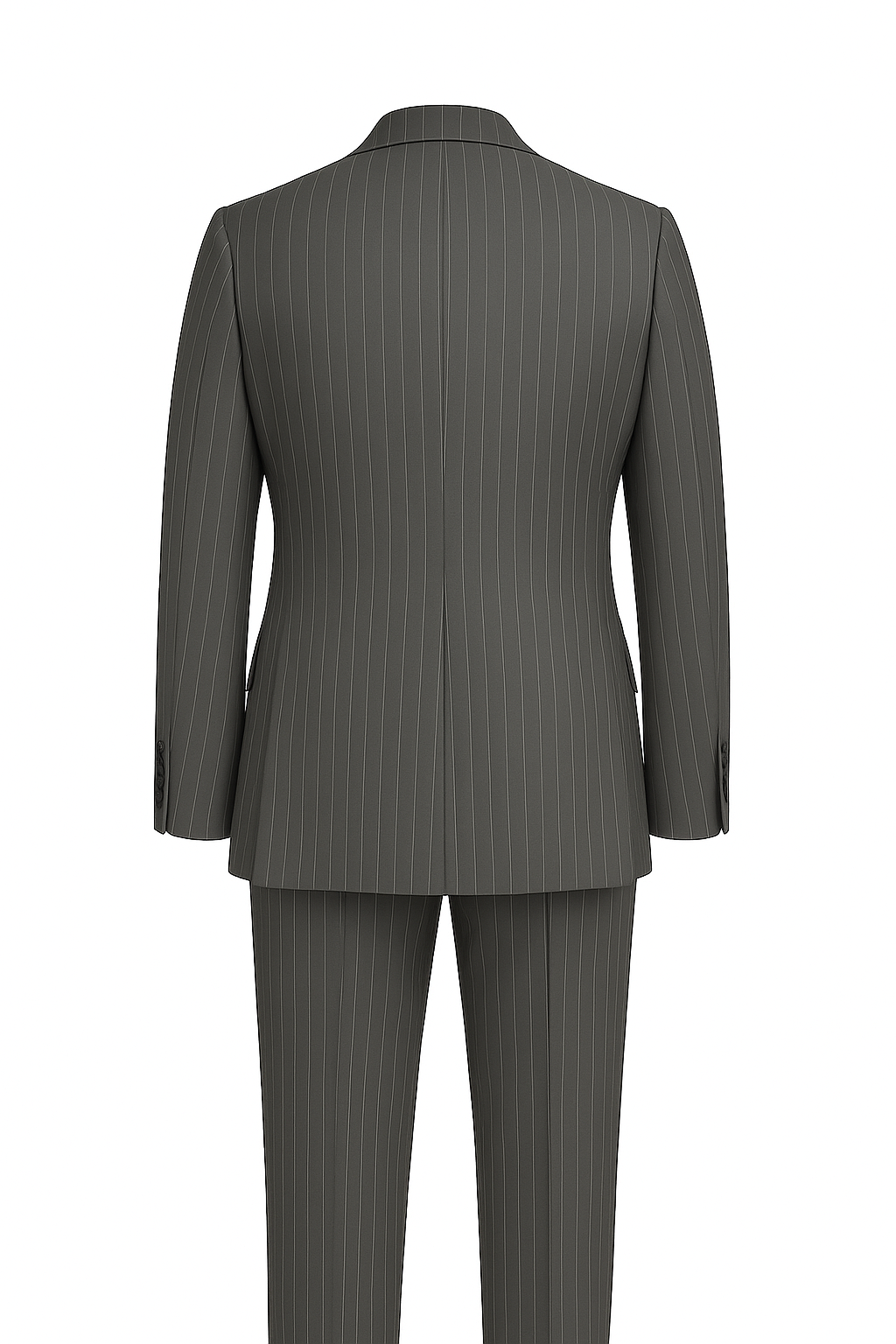 Double-Breasted Grey Pinstripe Suit in South Australian Merino Wool