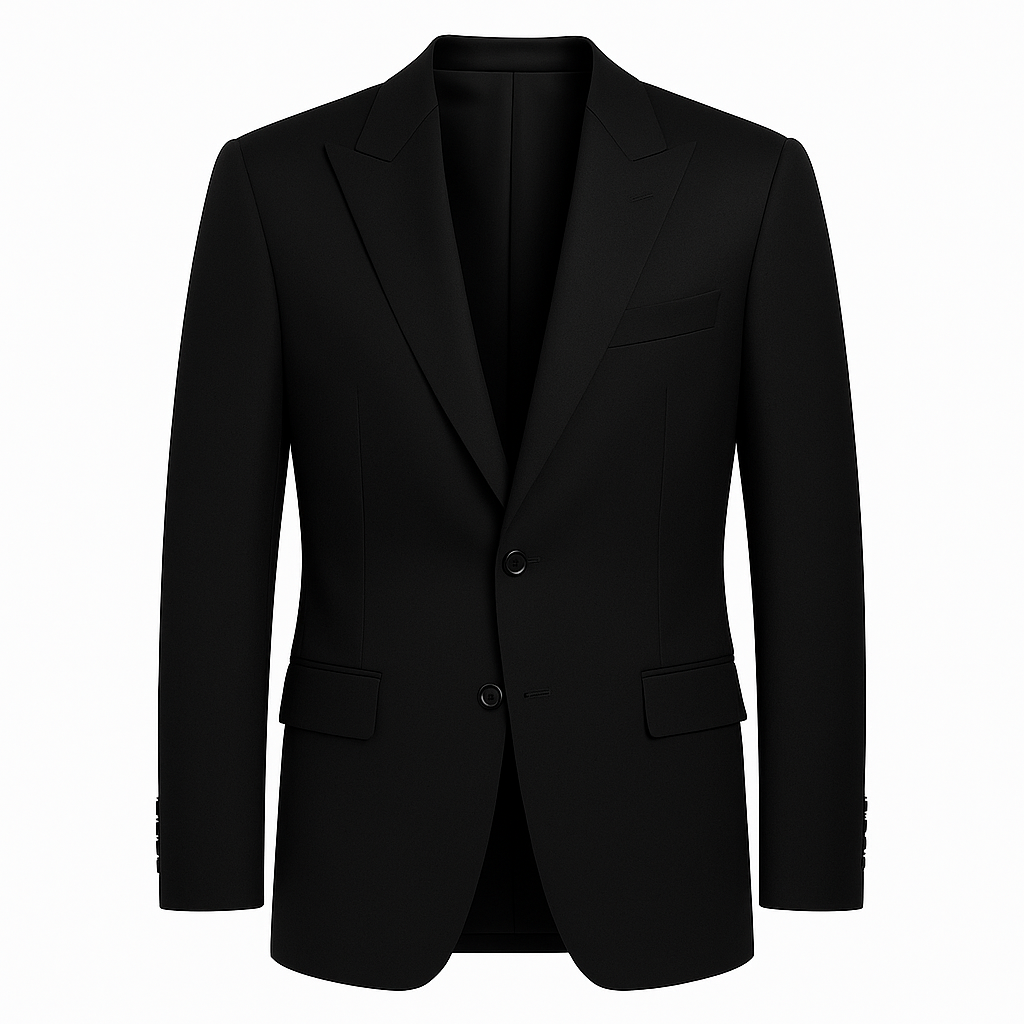 Black Classic Two-Button Suit Jacket in Premium Armani Fabric