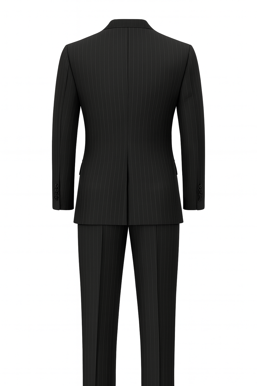 Double-Breasted Black Pinstripe Terry Wool Suit