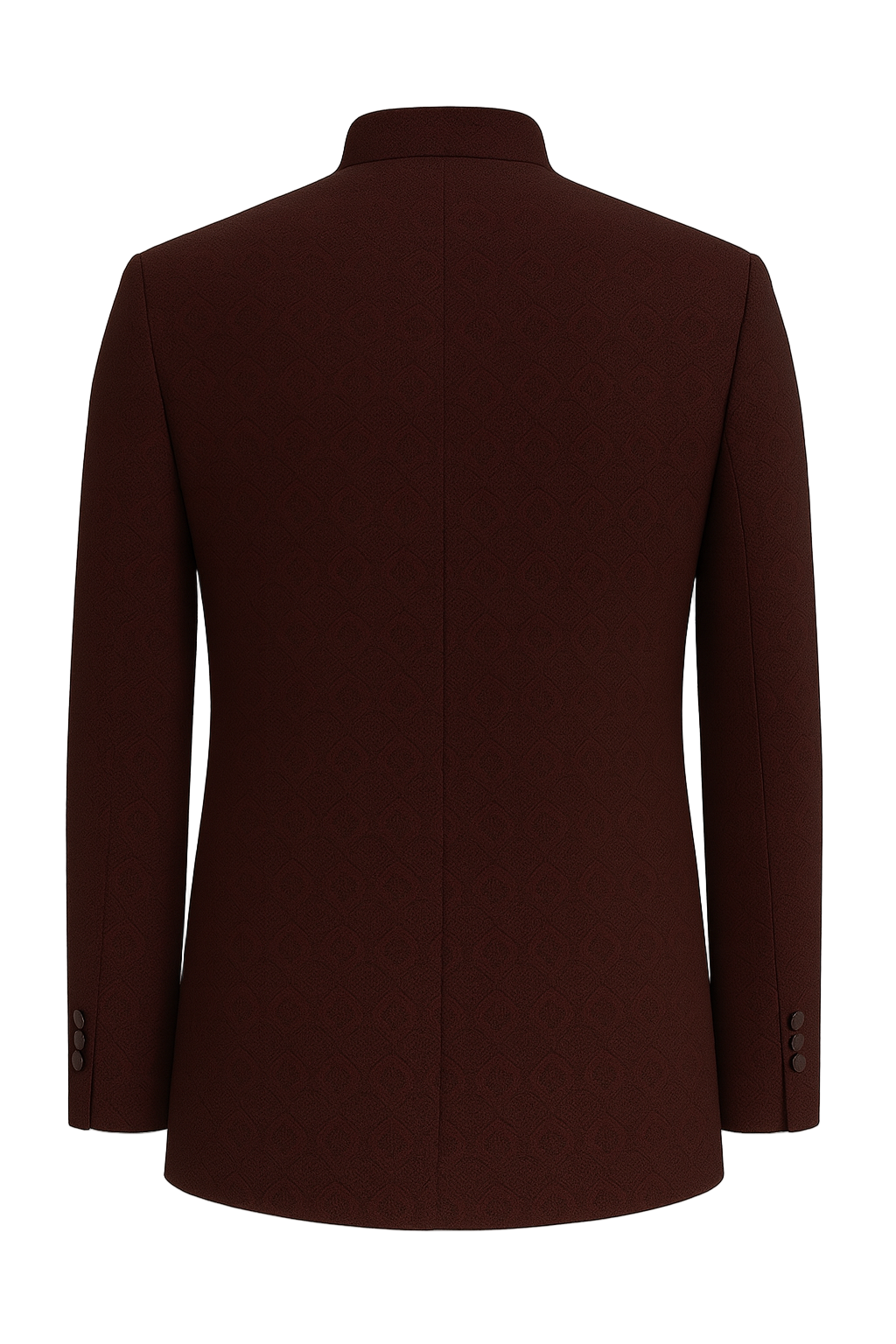 Maroon Jacquard Textured Bandhgala Coat