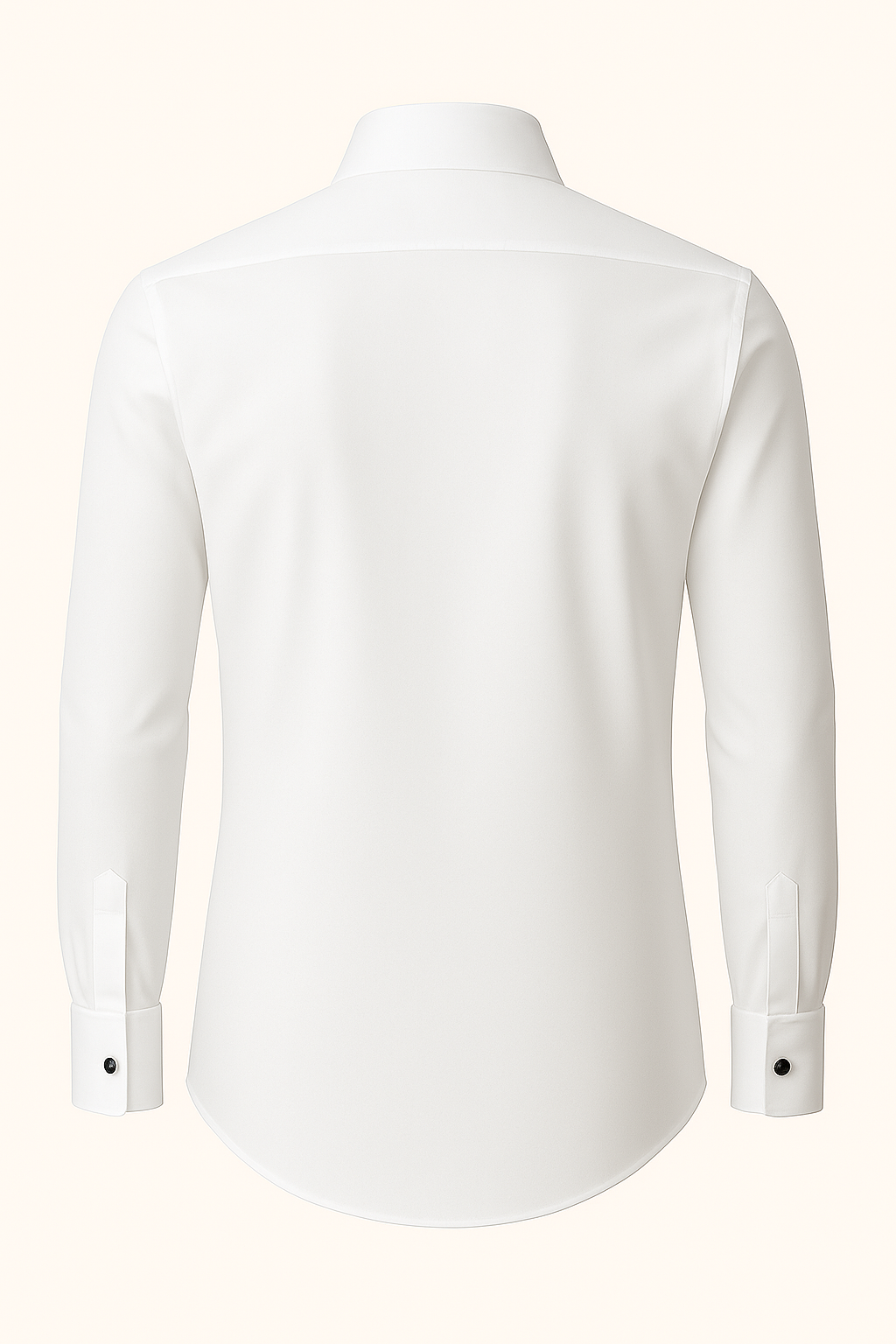 White Giza Cotton Tuxedo Shirt with Pleated Front & Double Cuffs