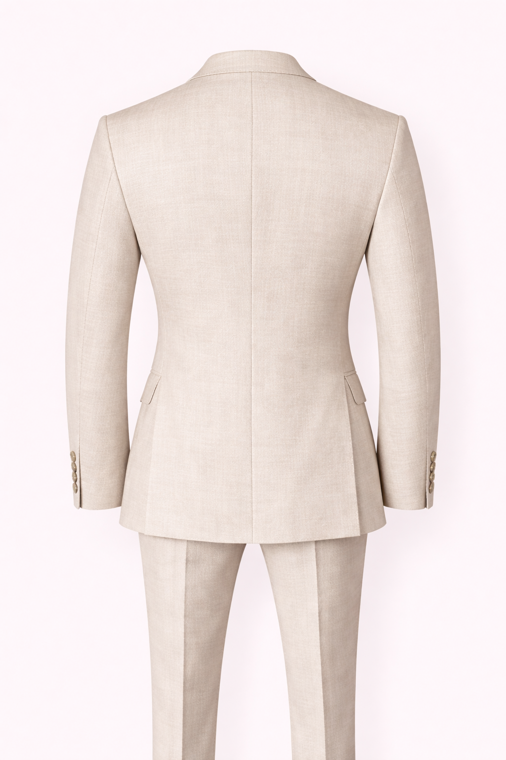 Premium European Linen Double-Breasted Suit in cream