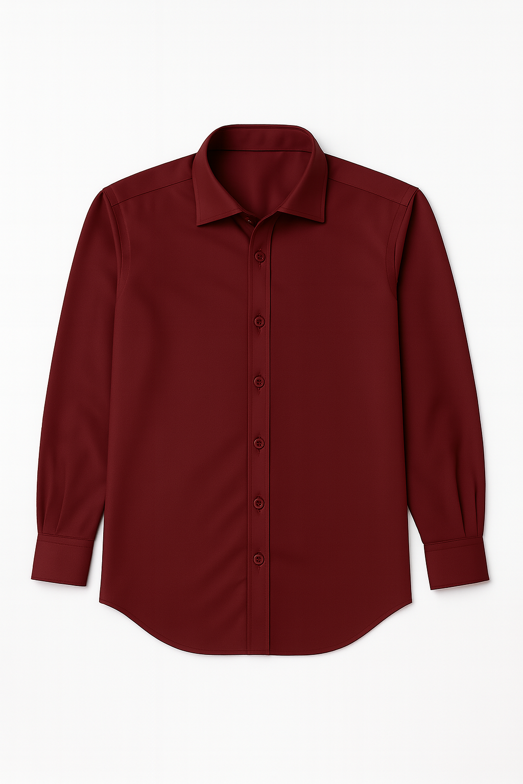 Maroon Satin-Finish Cotton Lycra Stretch Shirt