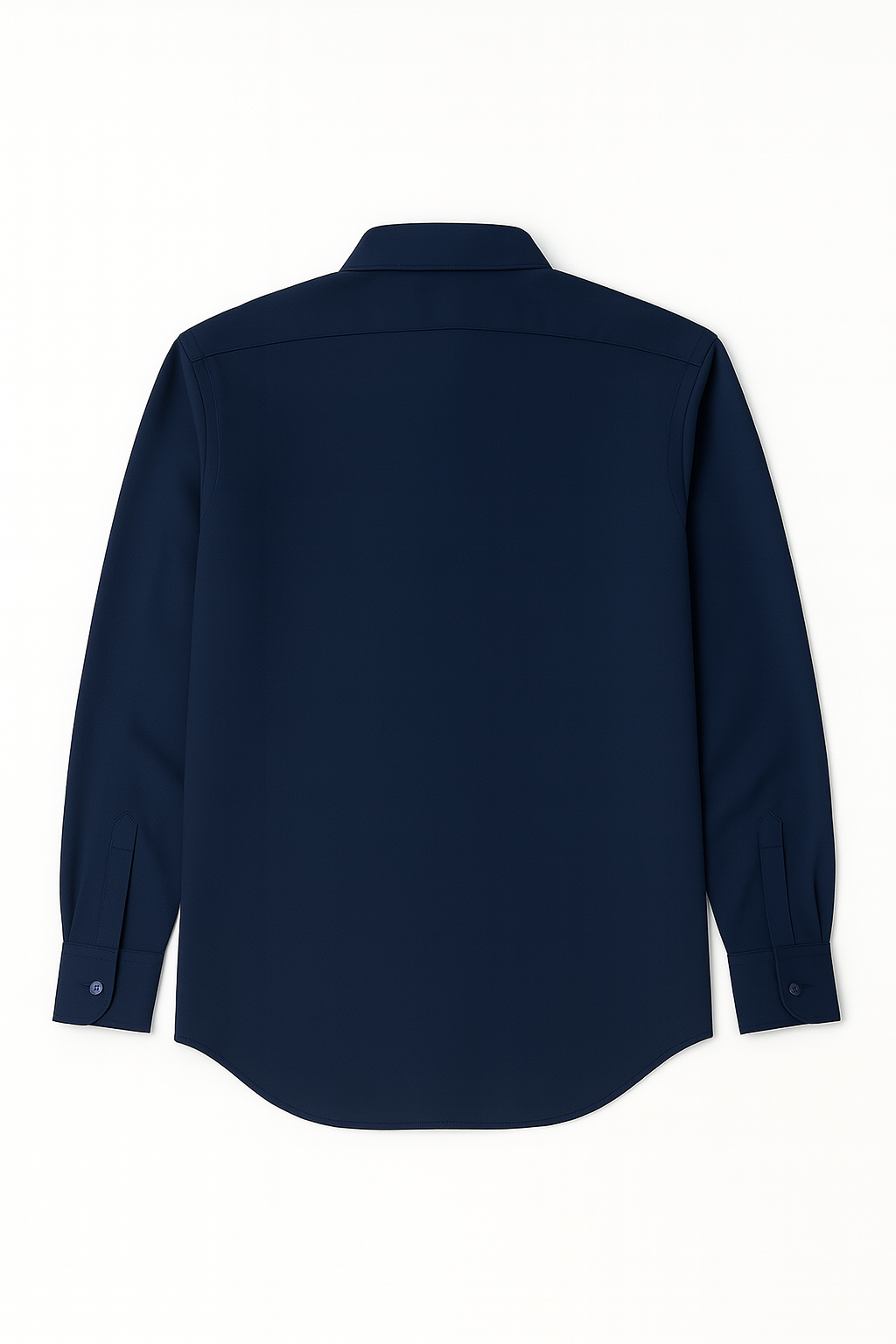 Navy Satin-Finish Cotton Lycra Stretch Shirt