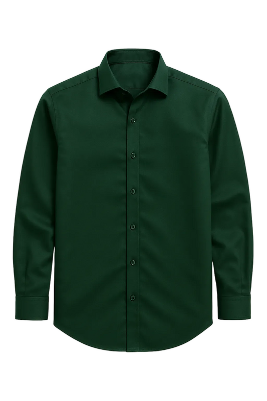 Bottle Green Satin-Finish Cotton Lycra Shirt