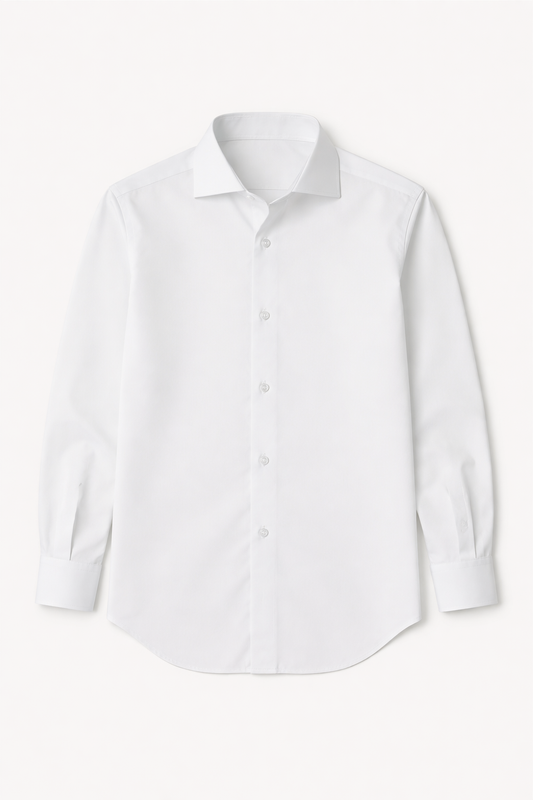 White Satin-Finish Cotton Lycra Shirt