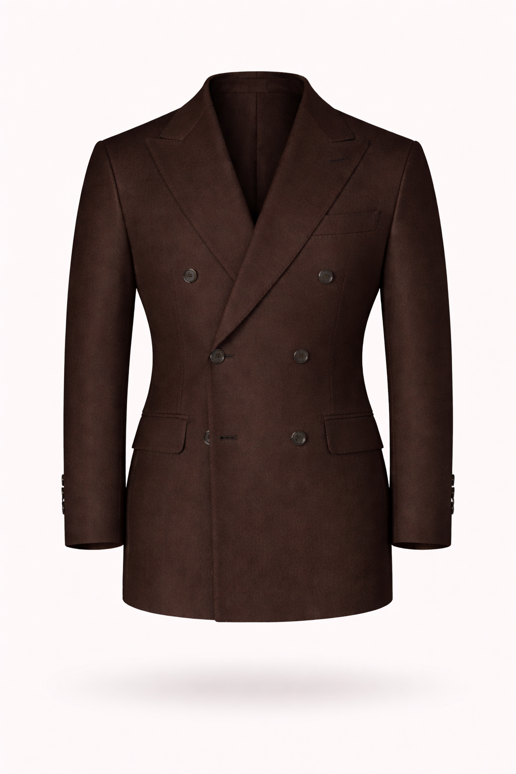 Brown Double-Breasted Terry Wool Blazer
