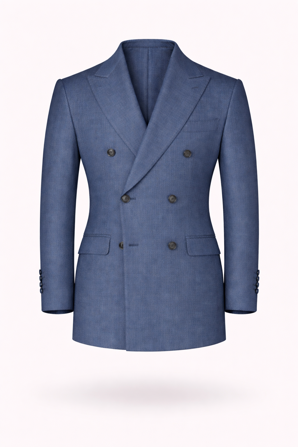 Classic Blue Double-Breasted Terry Wool Blazer