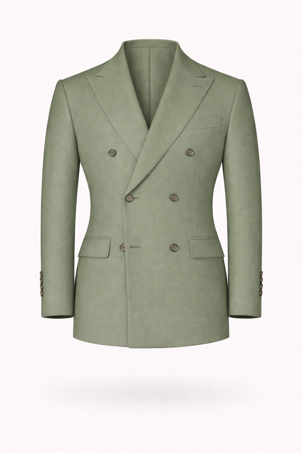 sage green Double-Breasted Terry Wool Blazer