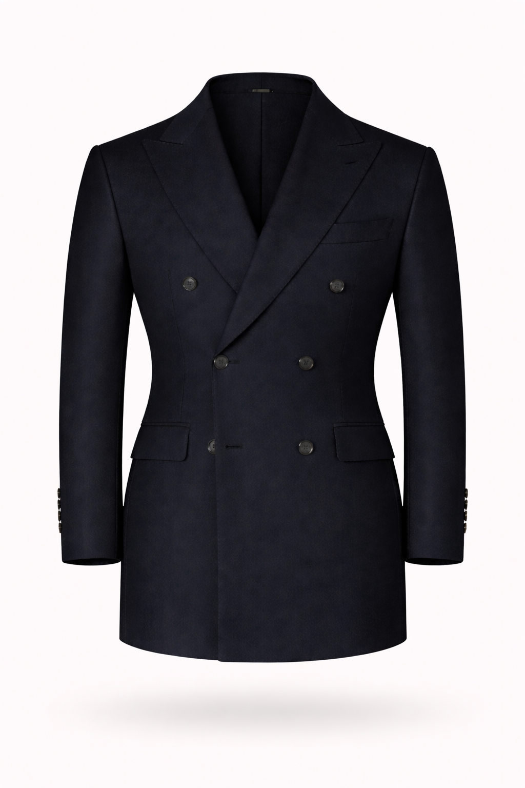 Navy Double-Breasted Terry Wool Blazer