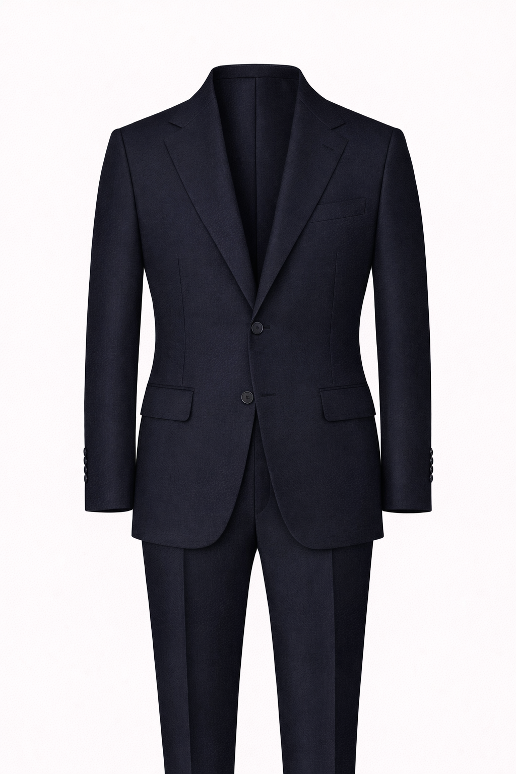 Navy Single-Breasted Terry Wool Suit