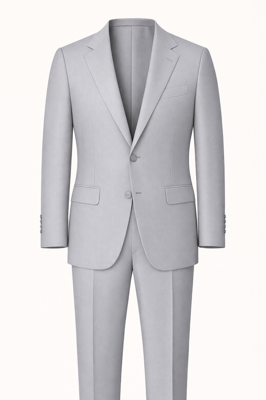 Light Grey Single-Breasted Terry Wool Suit