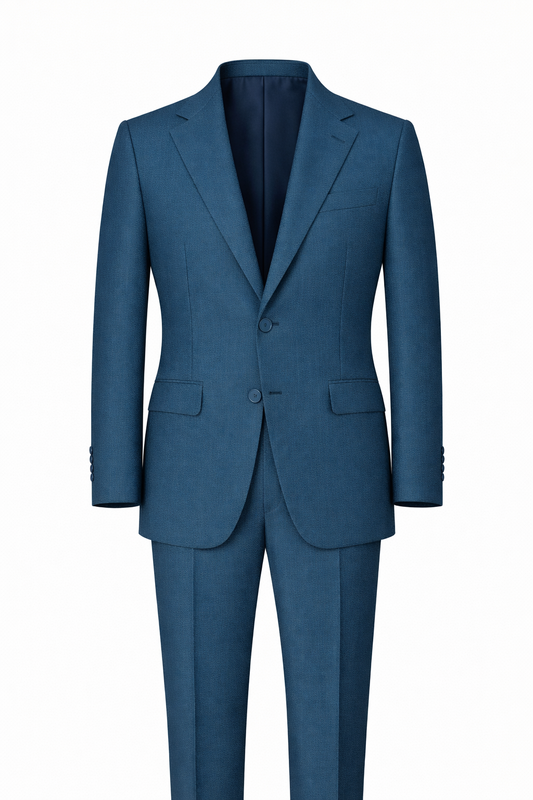 Deep Blue Single-Breasted Terry Wool Suit