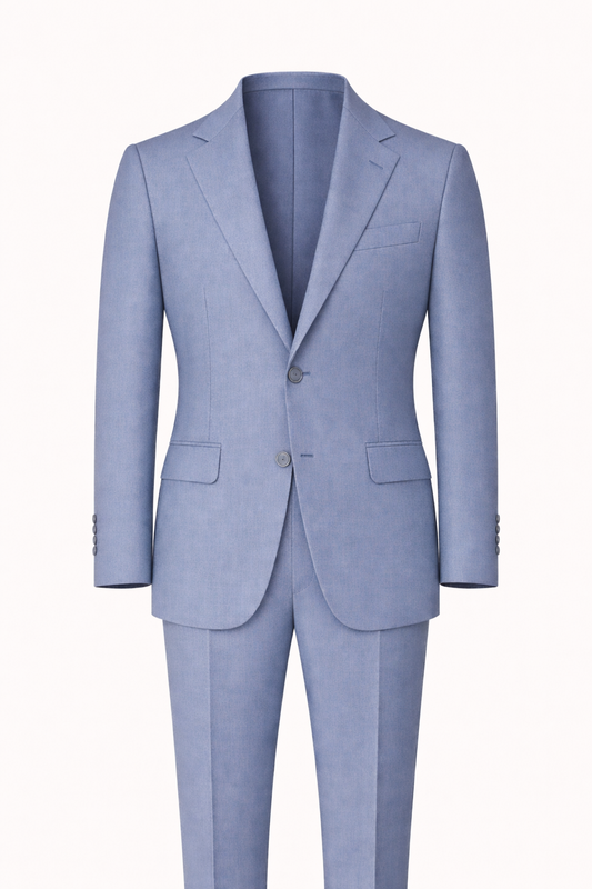 Sky Blue Single-Breasted Terry Wool Suit