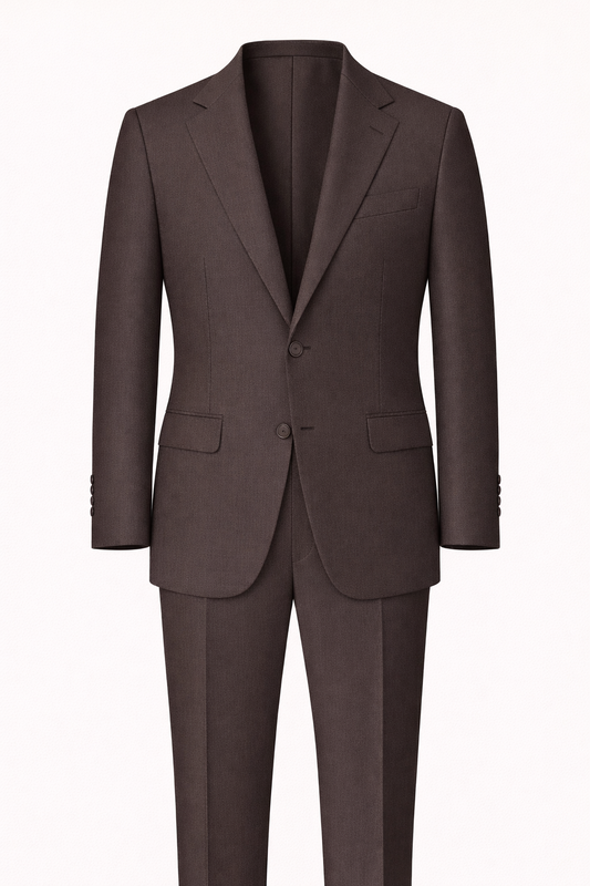 Chocolate Brown Single-Breasted Terry Wool Suit