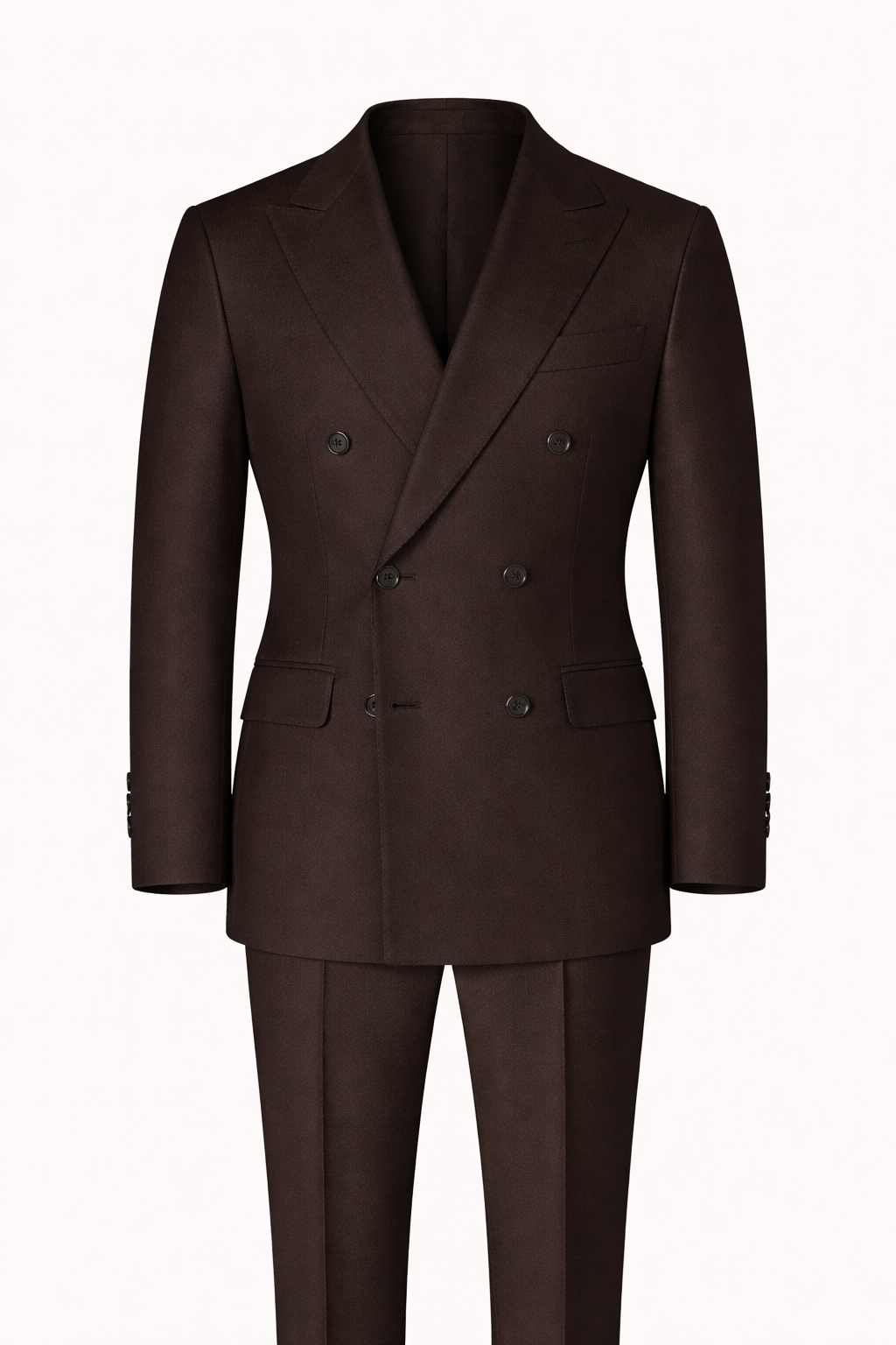 Chocolate Brown Double-Breasted Terry Wool Suit