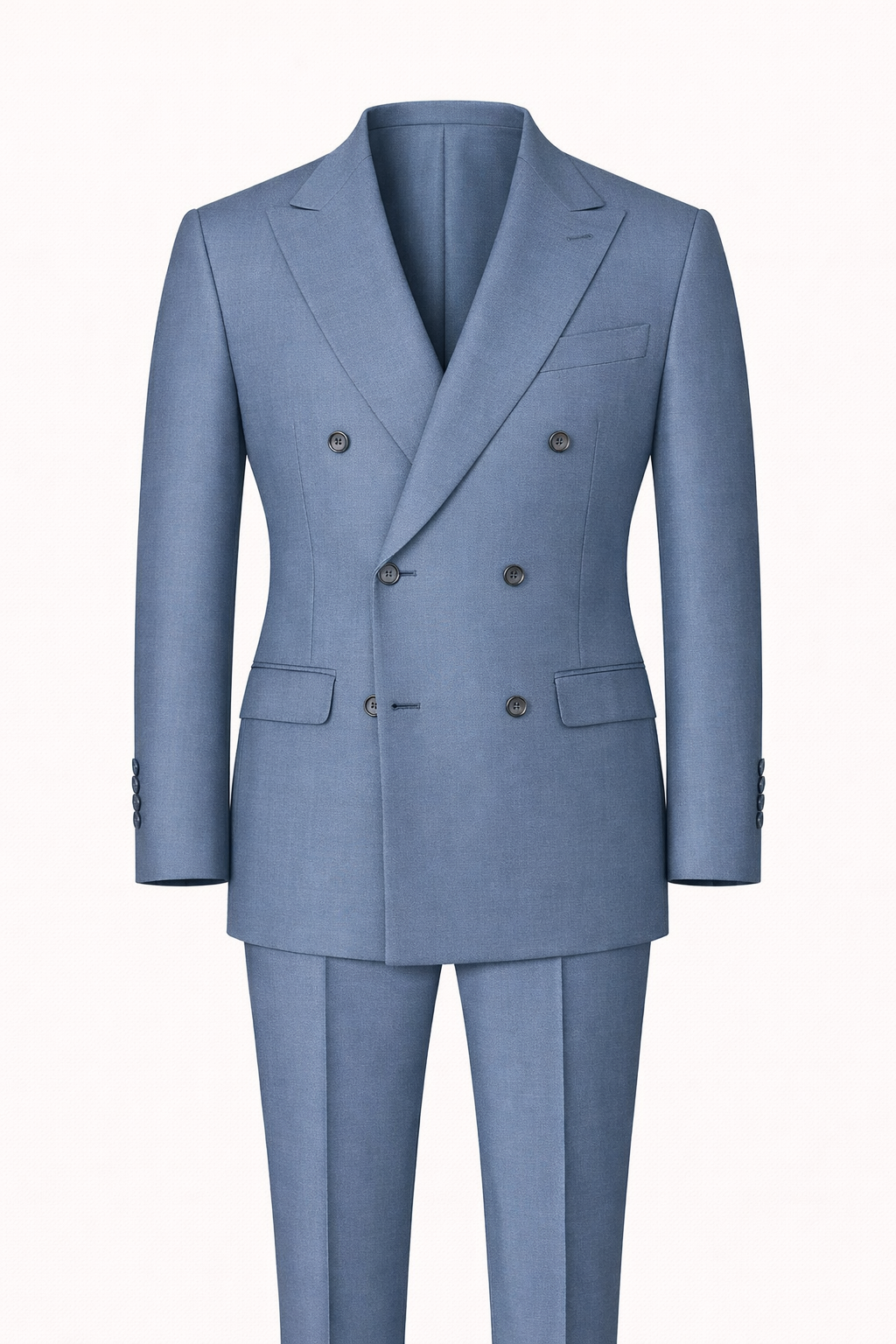Steel Blue Double-Breasted Terry Wool Suit