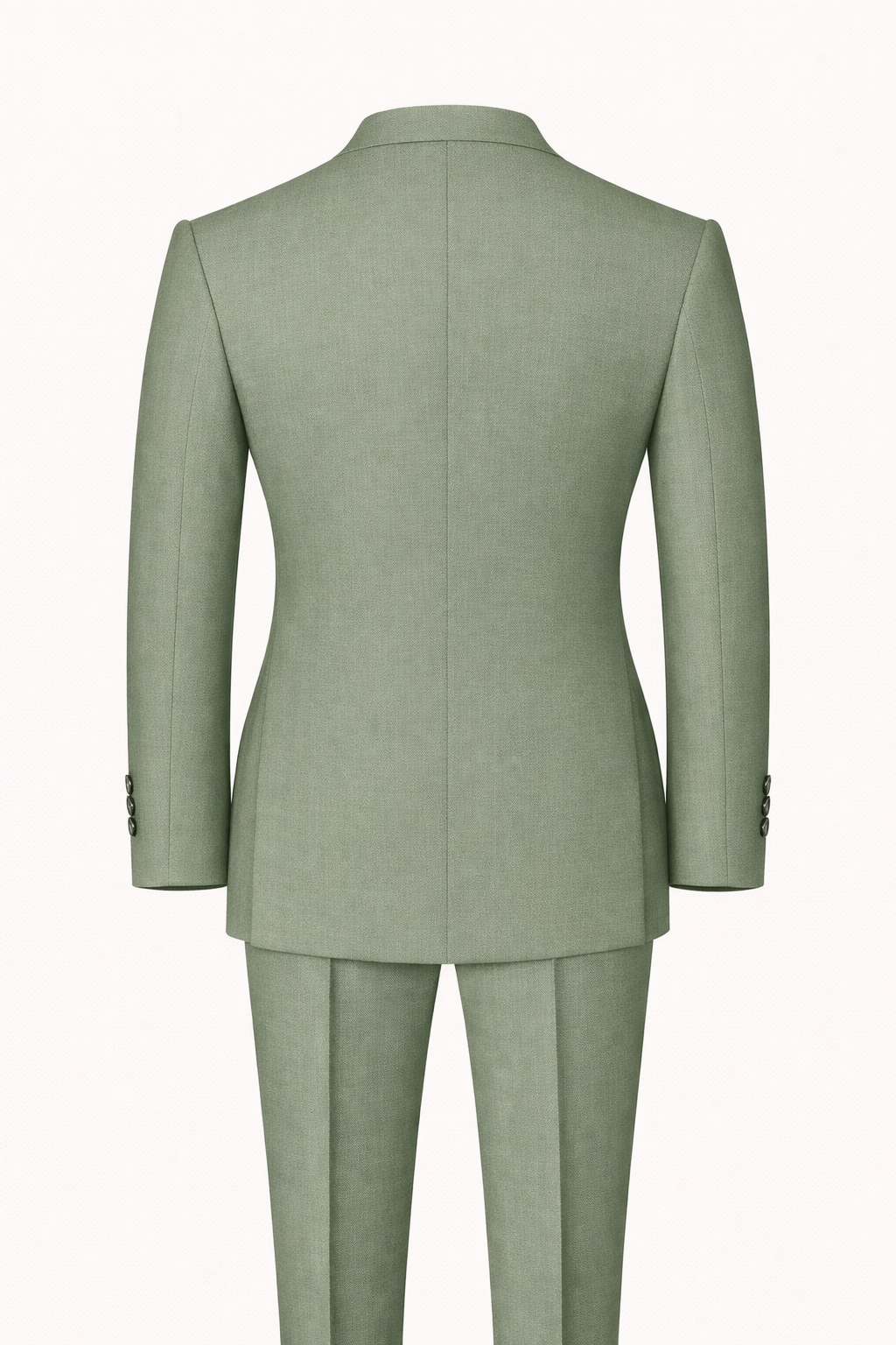 Olive Green Double-Breasted Terry Wool Suit
