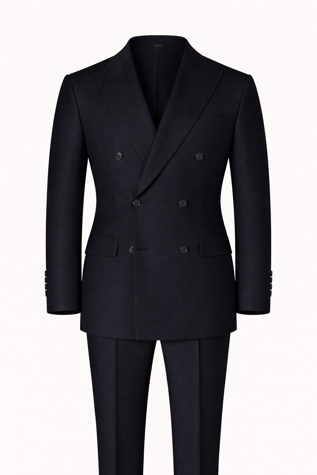 Dark Navy Double-Breasted Terry Wool Suit