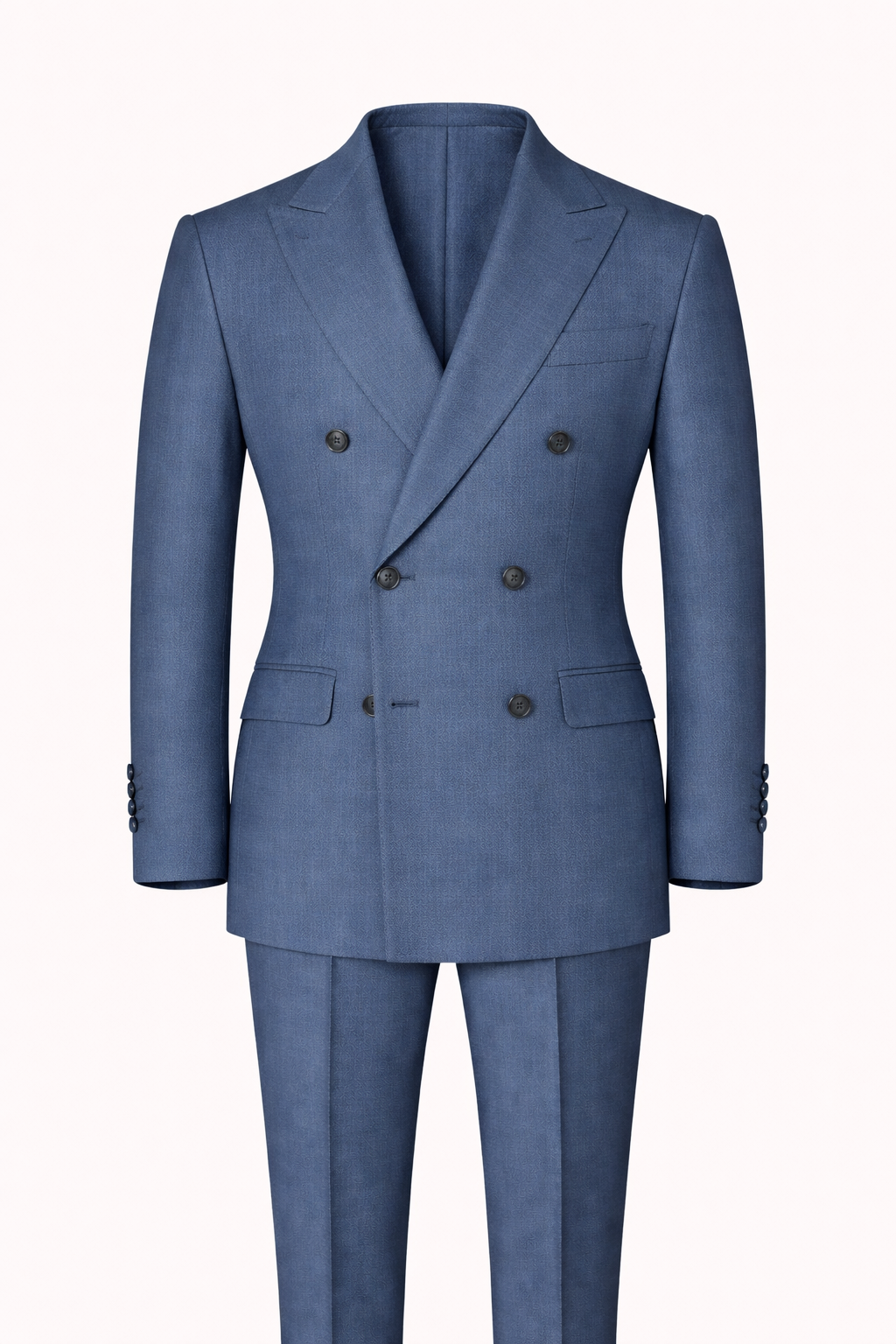 Classic Blue Double-Breasted Terry Wool Suit