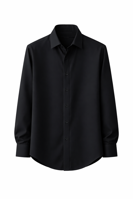 Black Regular-Collar Armani Fabric Shirt