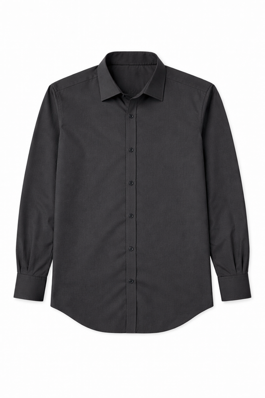 Grey Satin-Finish Cotton Lycra Shirt