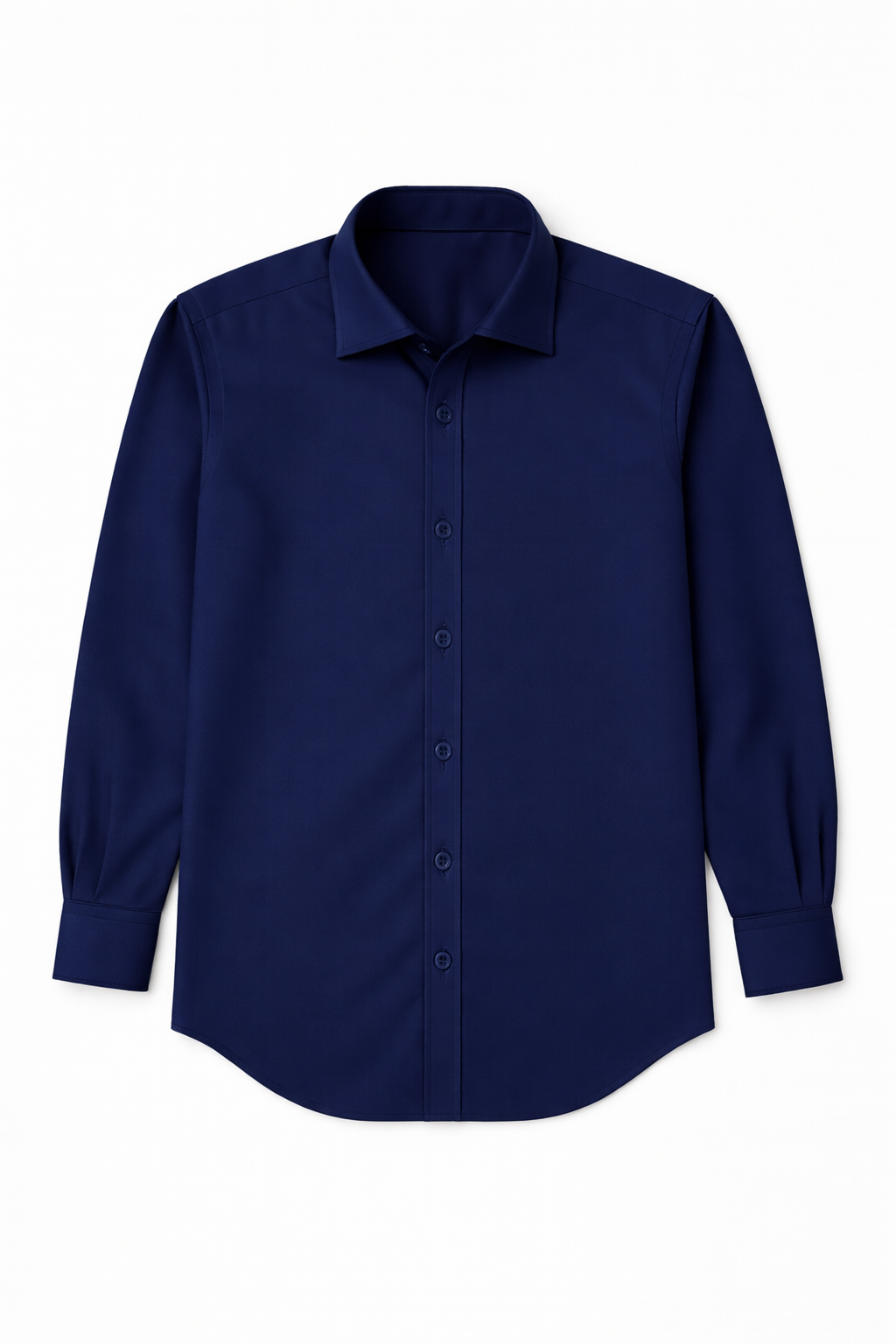 Deep Blue Satin-Finish Cotton Lycra Shirt