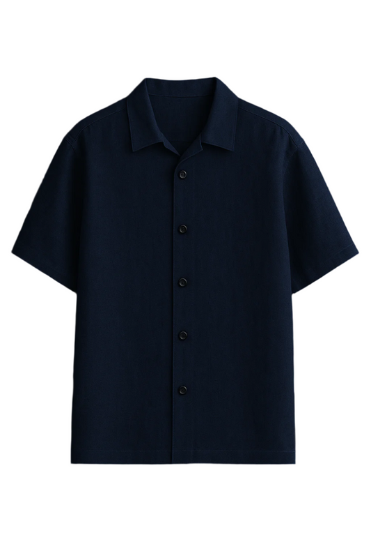 Navy Blue Linen Oversized Fit Shirt – Cool & Contemporary