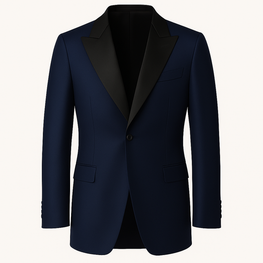 Midnight Navy Single-Breasted Tuxedo with Satin Lapel