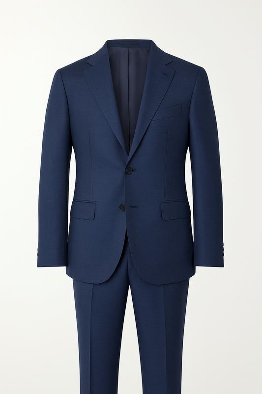 Classic Navy Blue Suit in 100% Pure Merino Wool Elegance