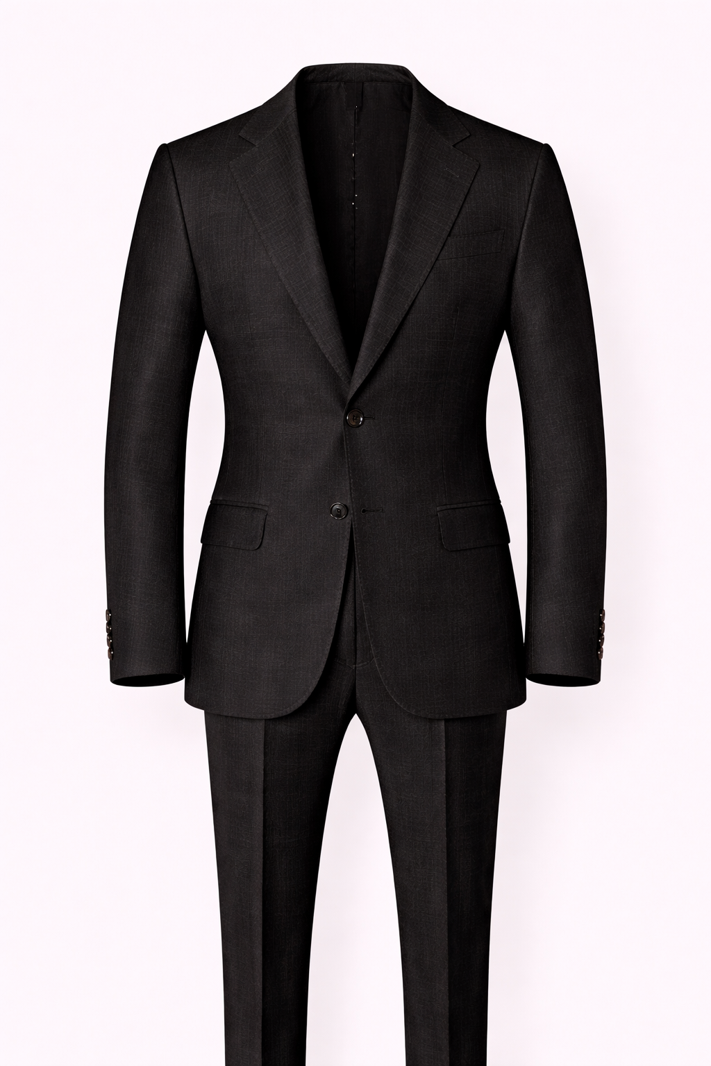 Premium European Linen Single-Breasted Suit in Black