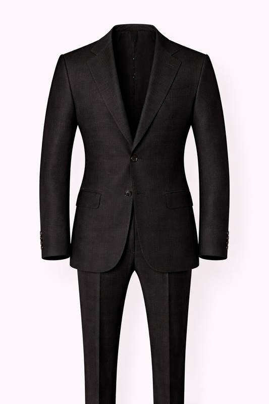 Premium European Linen Single-Breasted Suit in Black