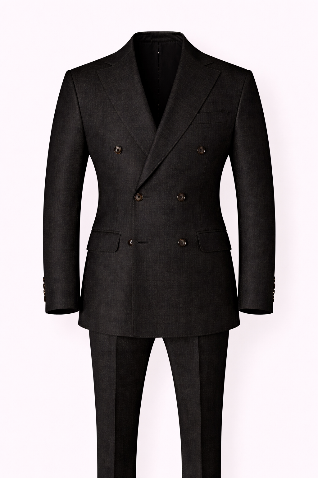 Premium European Linen Double-Breasted Suit in Black