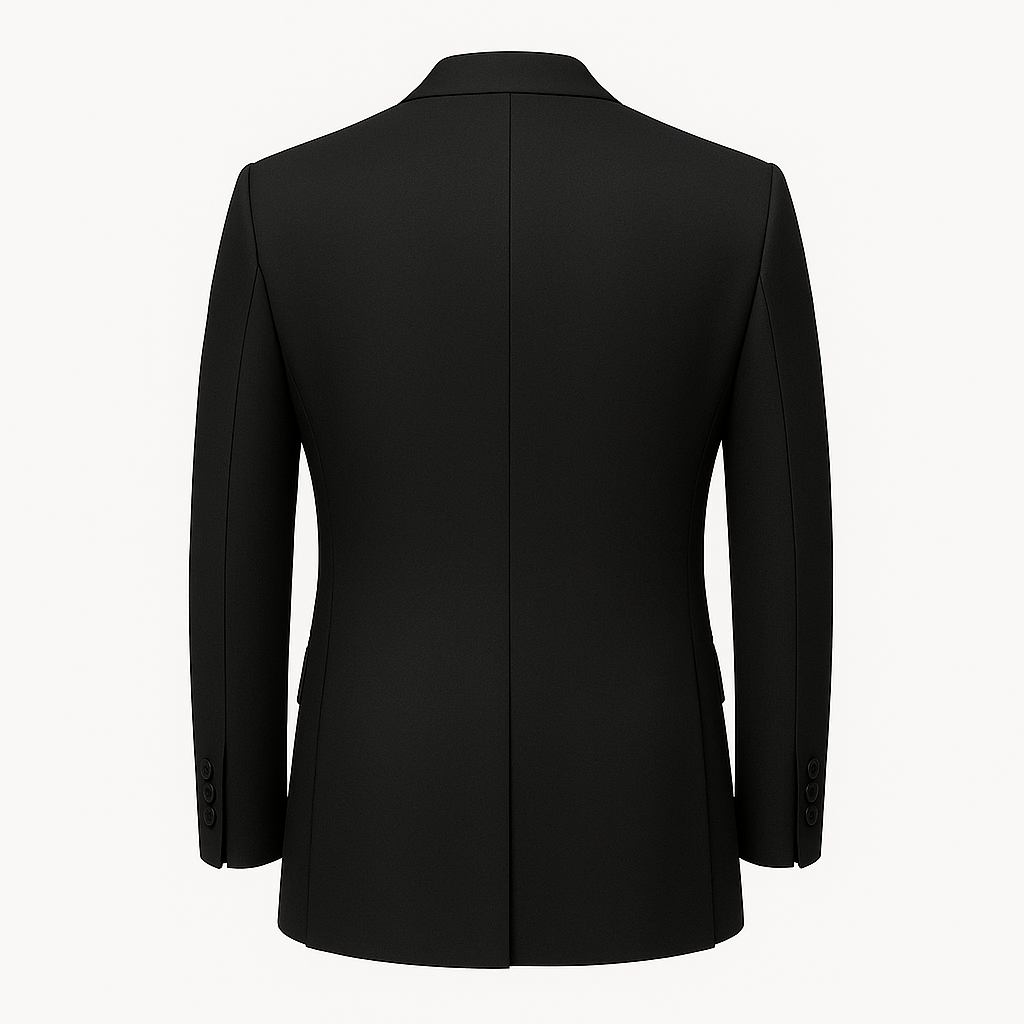 Classic Black Double-Breasted Suit with Peak Lapel