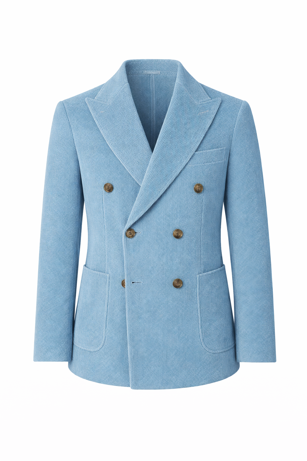 Blue Corduroy Tailored Double Breasted  Blazer