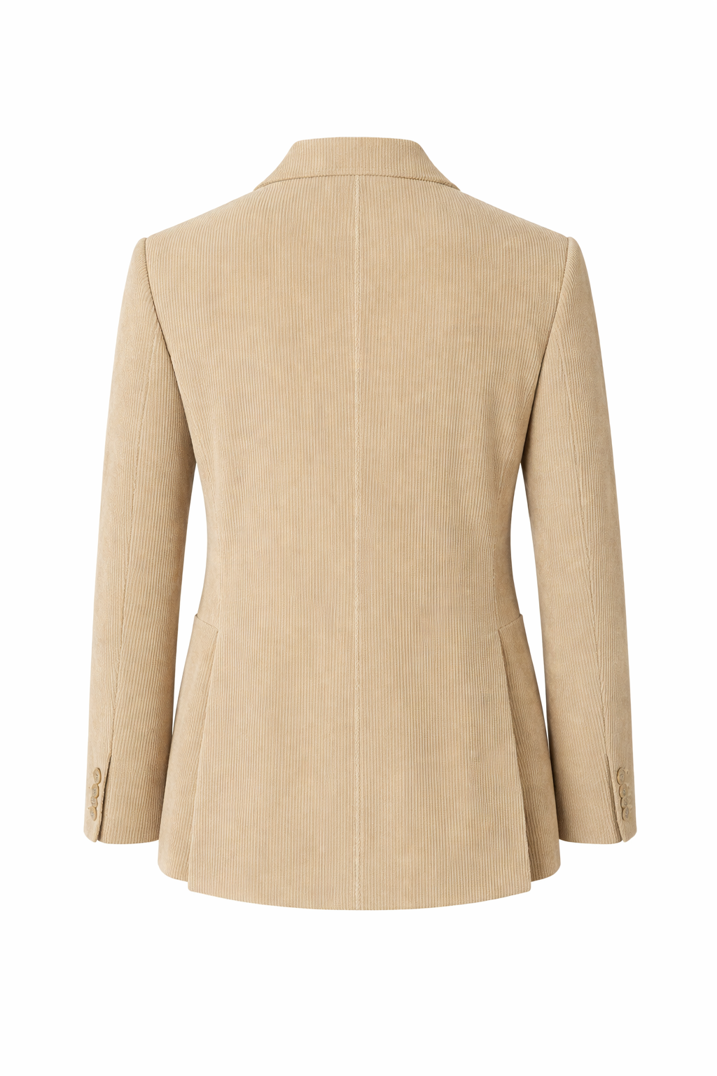 Beige Corduroy Tailored Double Breasted Blazer