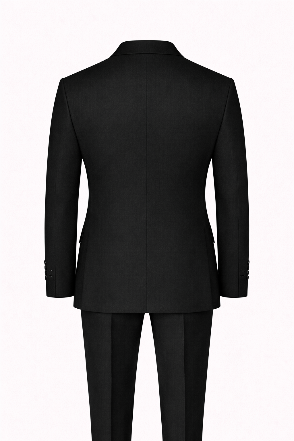 Black Single-Breasted Terry Wool Suit