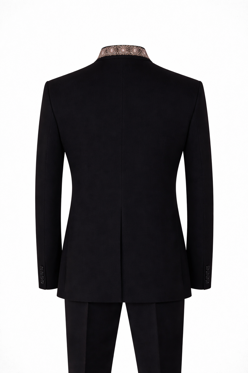 Black Celestial Embroidered Bandhgala in Imported Armani Fabric