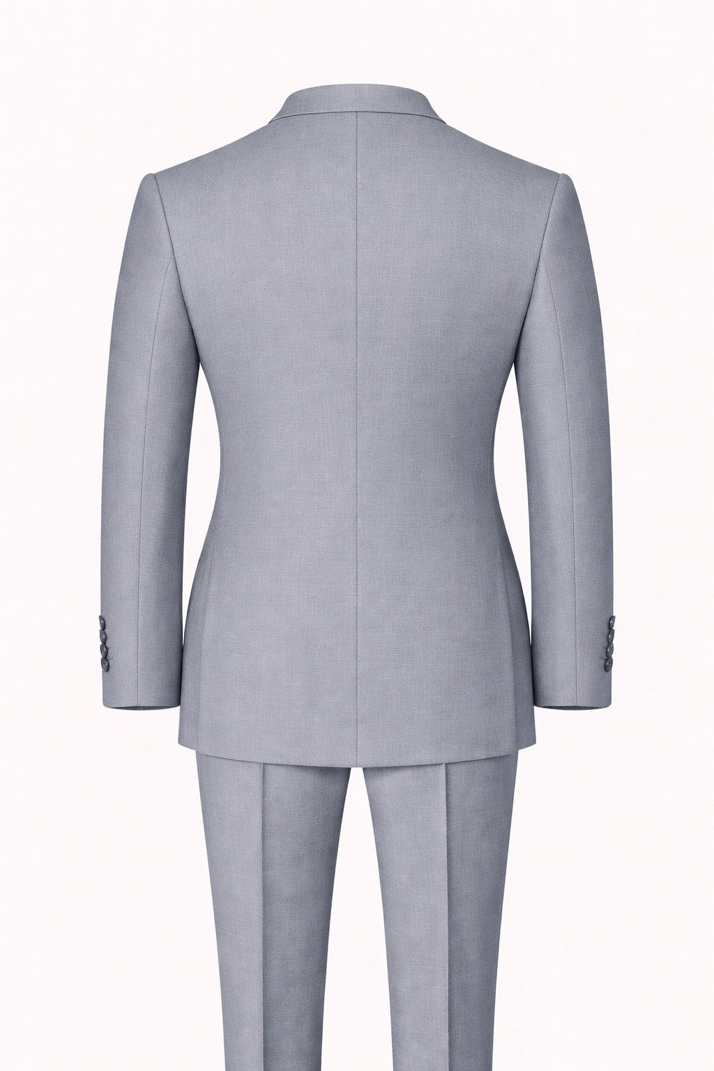 Classic Grey Double-Breasted Terry Wool Suit