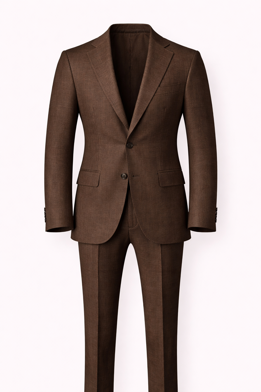 Premium European Linen Single-Breasted Suit in Brown